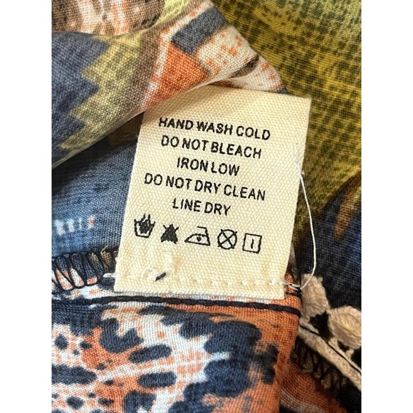 Illa Illa Women Romper Southwest Patterned Crochet Trim Bell Sleeve Brown Large - Picture 8 of 8